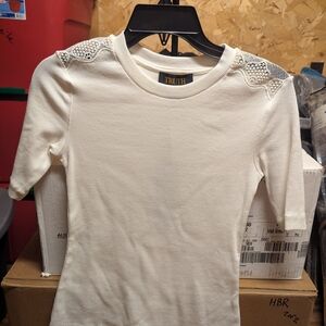 Truth Women's Cream Top with Lace Shoulders